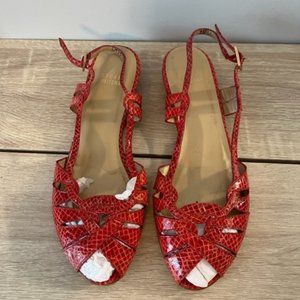 Stuart Weitzman Red Print Strap Sandals